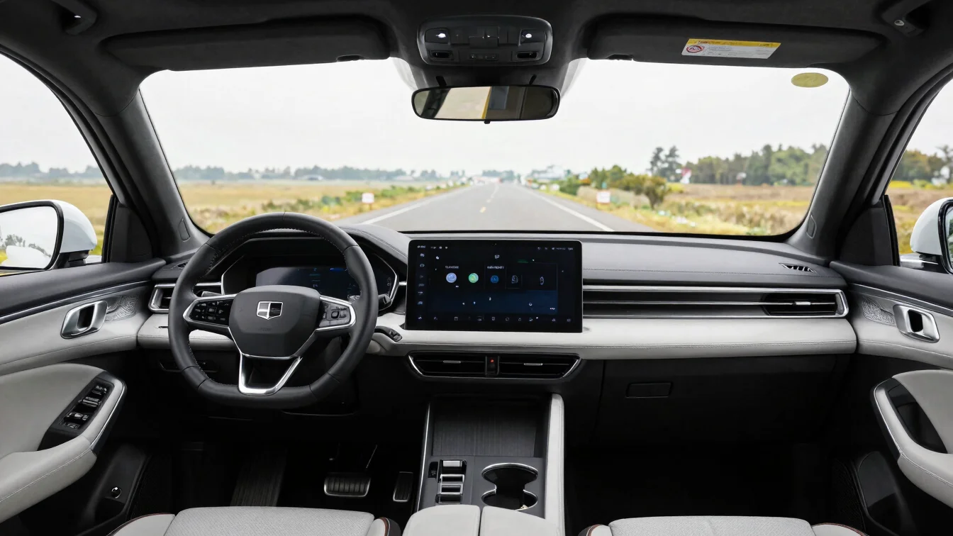 Editorial automotive photography, interior cabin detail of a mode